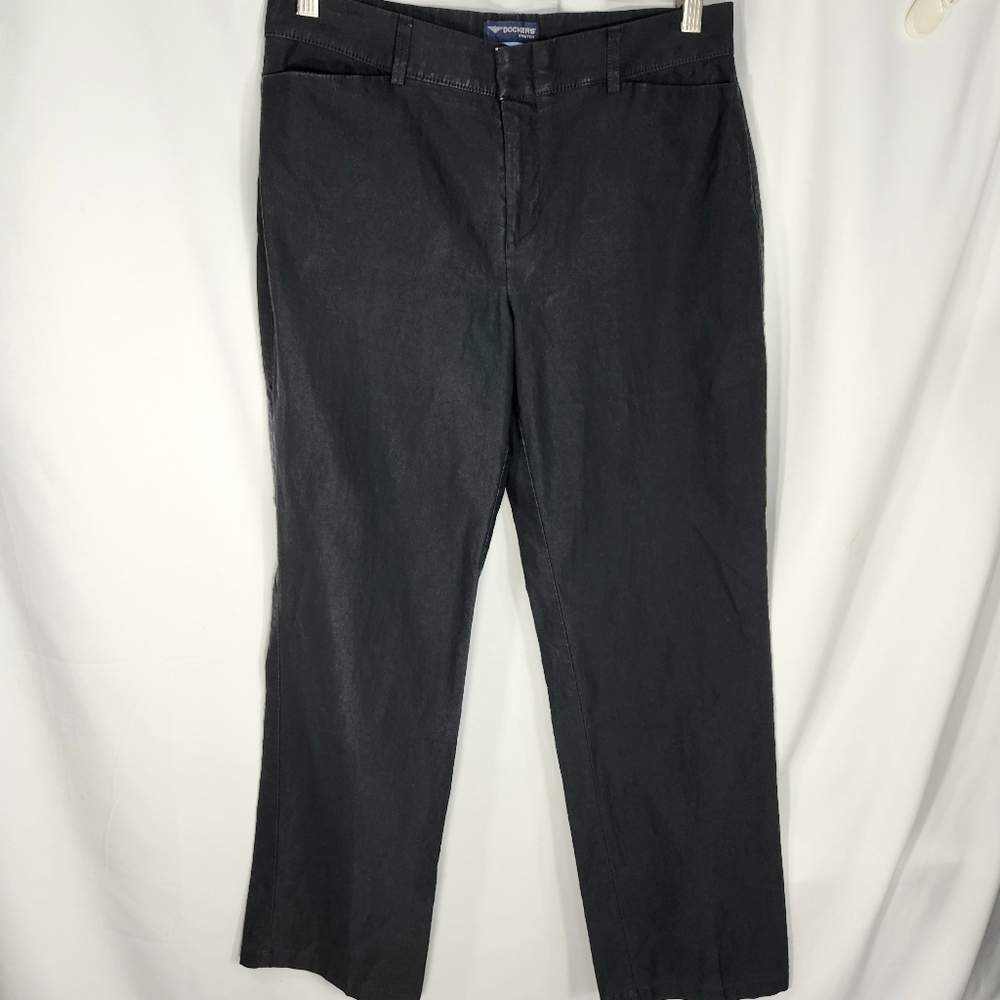 Dockers Stretch Individual Waistband Straight Leg Black Pants Size 10 Medium